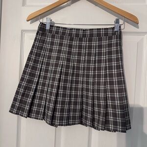 Aerie Brown and White Plaid Skater Skirt